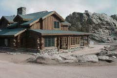 Bro chink style log hybrid Wyoming custom home builder handcrafted details (5) - Deerwood Log Homes - Custom Built Homes and Cabins - Laramie, Wyoming and The Centennial Valley - deer-wood.com - (307) 742-6554