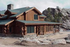 Bro2 chink style log hybrid Wyoming custom home builder handcrafted details (2) - Deerwood Log Homes - Custom Built Homes and Cabins - Laramie, Wyoming and The Centennial Valley - deer-wood.com - (307) 742-6554