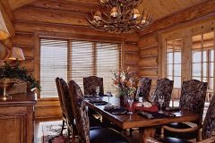 Dool chink style log Laramie Wyoming custom home builder handcrafted details (2) - Deerwood Log Homes - Custom Built Homes and Cabins - Laramie, Wyoming and The Centennial Valley - deer-wood.com - (307) 742-6554