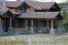 Grein chink style log Centennial Wyoming custom home builder handcrafted details (1) - Deerwood Log Homes - Custom Built Homes and Cabins - Laramie, Wyoming and The Centennial Valley - deer-wood.com - (307) 742-6554