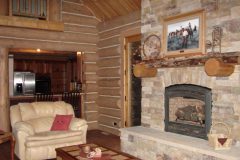 Spec chink style log Big Horn Wyoming custom home builder handcrafted details (5) - Deerwood Log Homes - Custom Built Homes and Cabins - Laramie, Wyoming and The Centennial Valley - deer-wood.com - (307) 742-6554