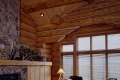 Dool chink style log Laramie Wyoming custom home builder handcrafted details (8) - Deerwood Log Homes - Custom Built Homes and Cabins - Laramie, Wyoming and The Centennial Valley - deer-wood.com - (307) 742-6554