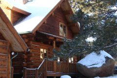 Horn chink style log Laramie Wyoming custom home builder handcrafted details (1) - Deerwood Log Homes - Custom Built Homes and Cabins - Laramie, Wyoming and The Centennial Valley - deer-wood.com - (307) 742-6554