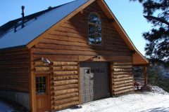 Horn log timber frame post & beam hybrid Laramie Wyoming custom handcrafted home builder (2) - Deerwood Log Homes - Custom Built Homes and Cabins - Laramie, Wyoming and The Centennial Valley - deer-wood.com - (307) 742-6554
