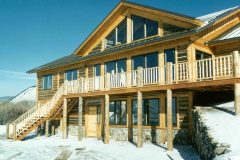 Ham log timber frame post & beam hybrid Centennial Wyoming custom handcrafted home builder (1) - Deerwood Log Homes - Custom Built Homes and Cabins - Laramie, Wyoming and The Centennial Valley - deer-wood.com - (307) 742-6554